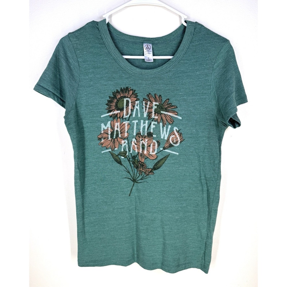 dave matthews band T-shirt Band Tee Green Sunflowers Large Runs Small Tour